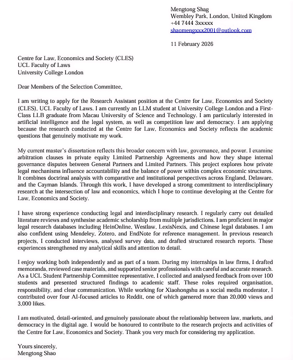 Professional Cover Letter Sample
