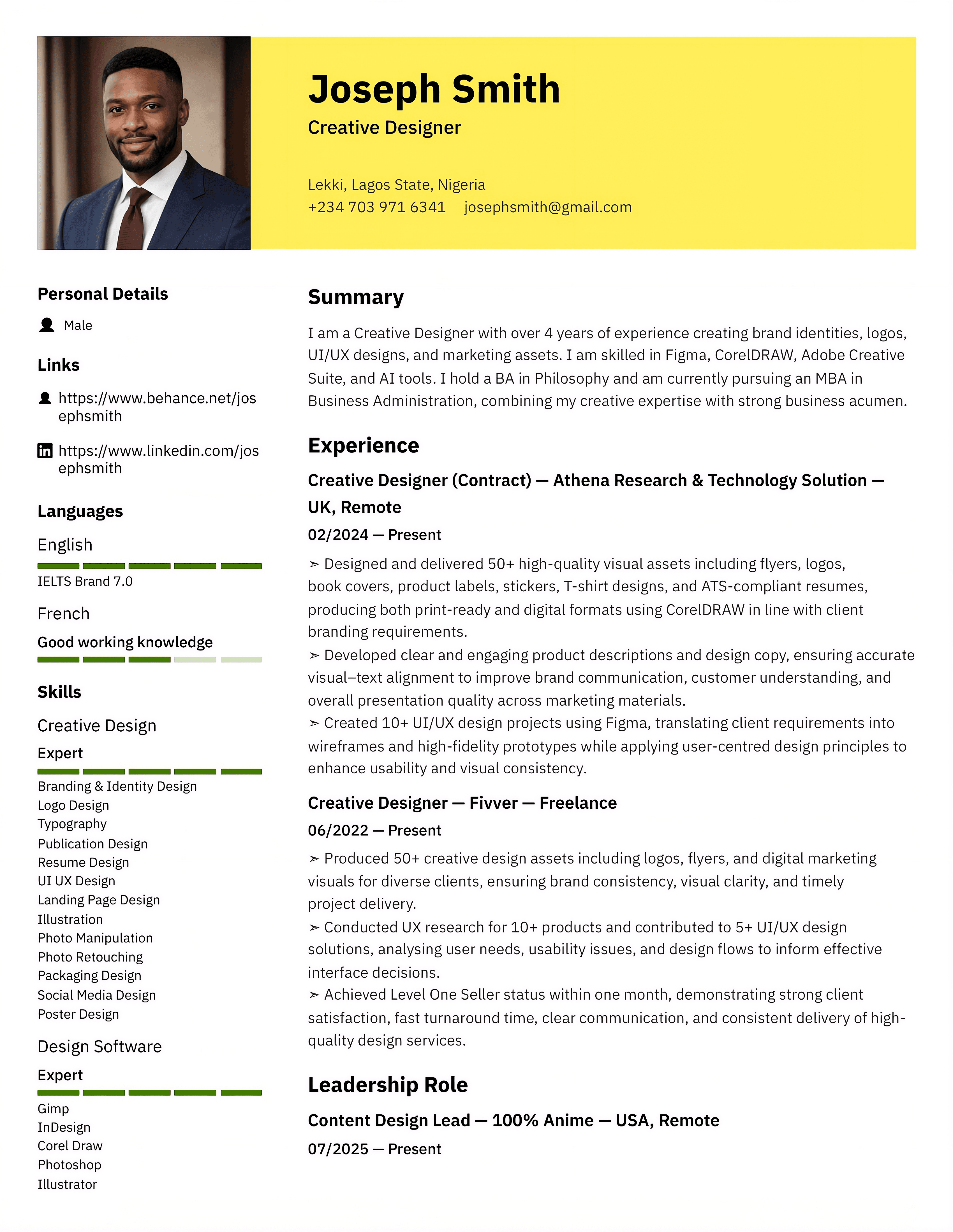 CV sample 3